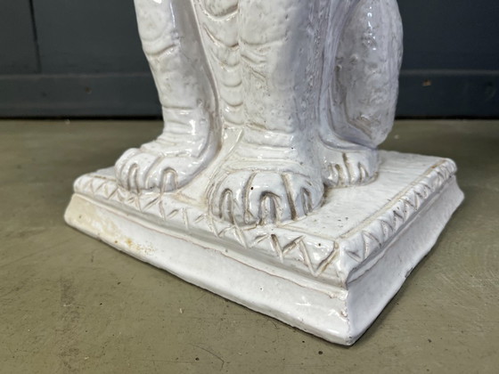 Image 1 of Pair of Renaissance Style Terracotta Lion Sculptures, 1950s