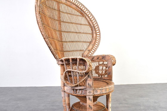 Image 1 of Emmanuelle-Sessel aus Korbgeflecht im Mid-Century-Stil, Modell „Peacock“, von Kok Maison, 1970er Jahre