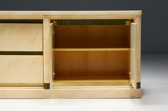 Image 1 of Faux-Marble Lacquered Sideboard by Jean Claude Mahey, France, 1970s