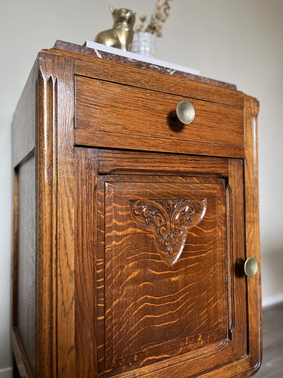 Image 1 of Vintage bedside table with marble top