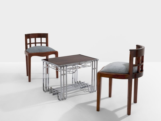 Image 1 of Tavolo da bar modernista francese in noce nichelato 1930