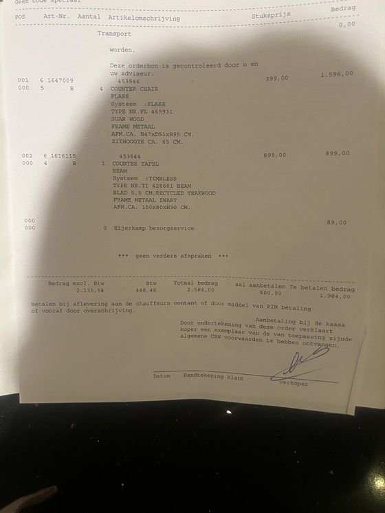 Image 1 of Eettafel ha incontrato 4 eetstoelen van Eijerkamp