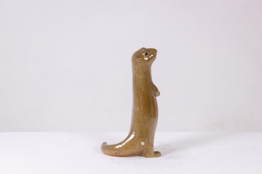 Valérie Courtet, Otter in chamotte and glazed stoneware. Contemporary work