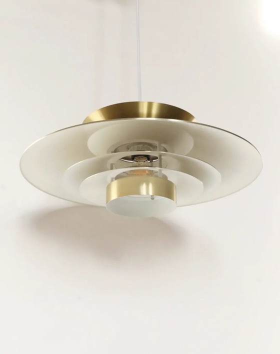 Image 1 of Vintage Danish brass pendant lamp bowl lamp retro