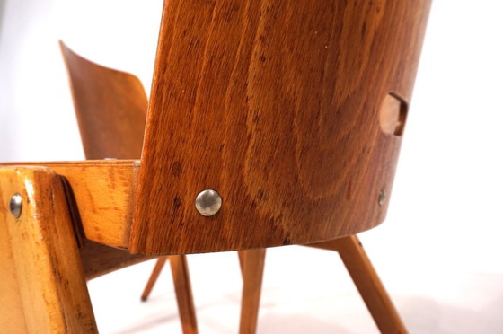 Image 1 of Set di due sedie da pranzo impilabili in compensato, 1960