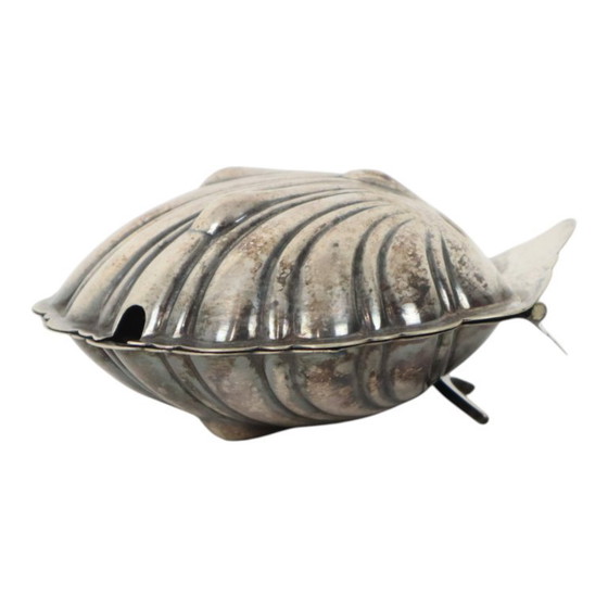 Image 1 of Silver-Plated Shell Butter Dish Caviar Holder