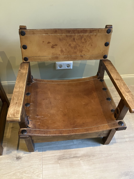 Set van 2 Spaanse brutalistische stoelen – Stoelen / fauteuils, Leather, Metal (photo 5 of 6)