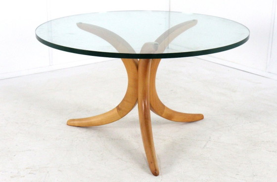 Image 1 of Table basse Alma Möbel avec pieds en forme de boomerang et plateau en verre, vintage