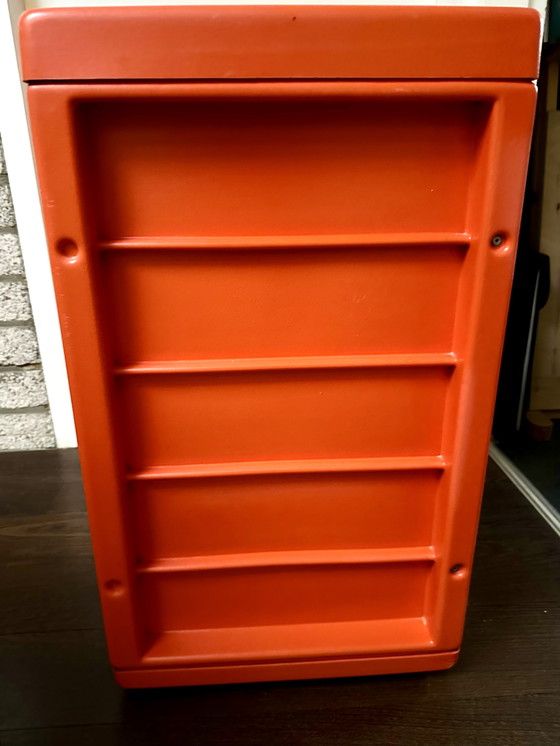 Image 1 of Meurop vintage ladenkast 5 laden Space Age oranje