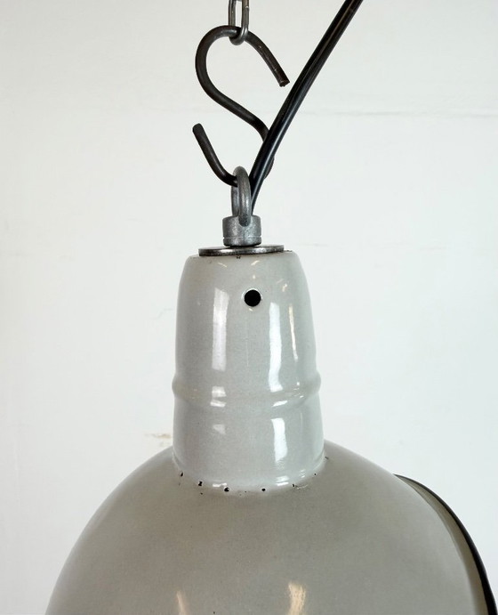 Image 1 of Industrial Grey Enamel Factory Pendant Lamp, 1960s