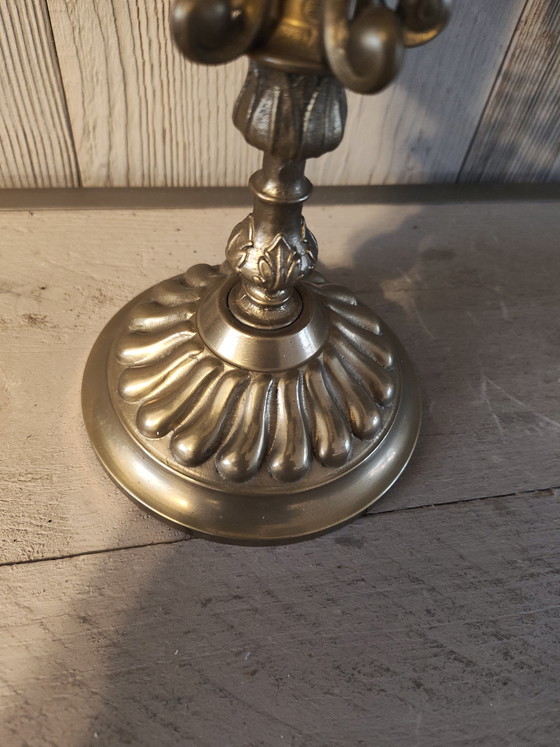 Image 1 of Chandelier italien vintage à 6 bras en laiton massif, lourd