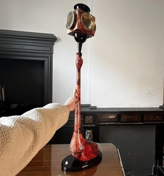 Oiseau Vloerlamp in gelakt rood geitenperkament van Aldo Tura, Italië, jaren 50 – Vloerlampen, Wood, Design (photo 2 of 19)