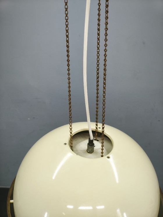 1970s NAPAKO Space Age Brass and Cream Pendant Light, Czechoslovakia – Chandeliers (photo 5 of 11)