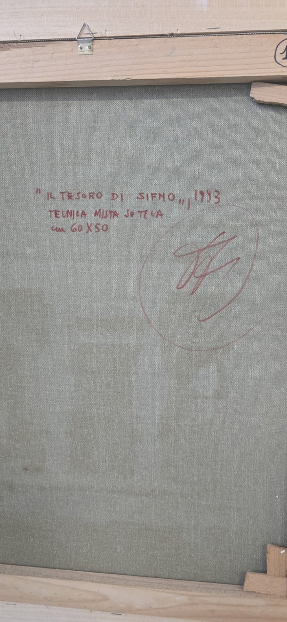 Image 1 of Unique and Exclusive Material Mosaic Painting with Relief "The Treasure of Sifnos" (1993)