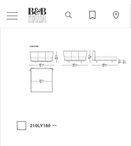 Image 1 of Materasso B&B Italia Alys, dimensioni 180x210 cm, con cinghie in pelle.