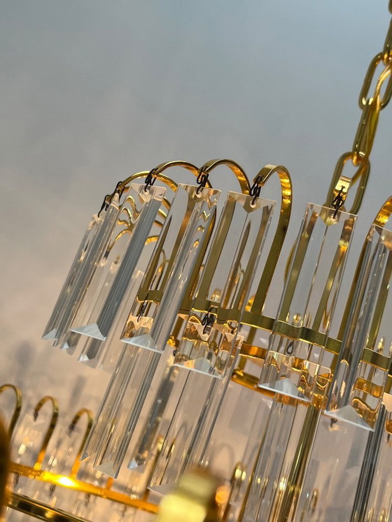 Image 1 of XL size large size hand cut Crystal Chandeliers 1970s Mid - Century Style