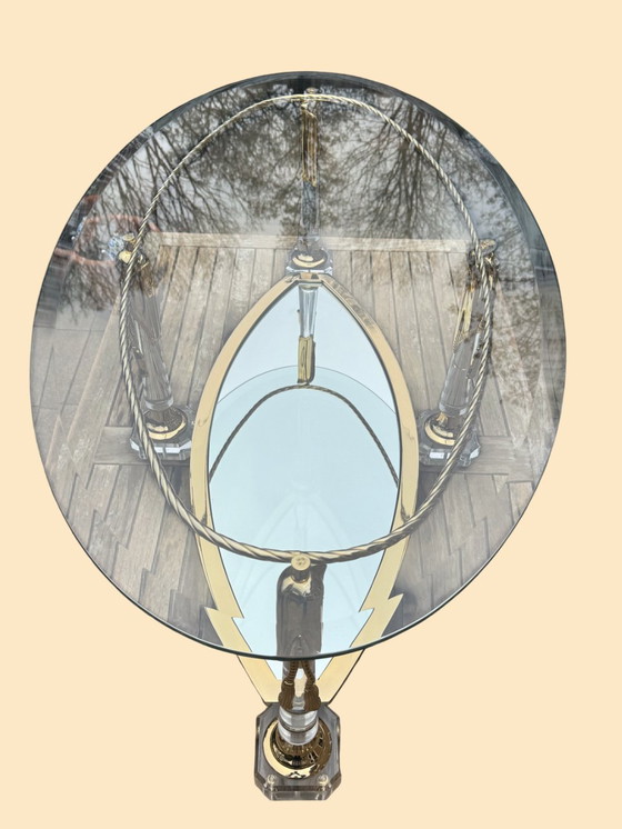 Image 1 of Tavolino da caffè Hollywood Regency | Italiano, dorato e a specchio | ca. 1975)