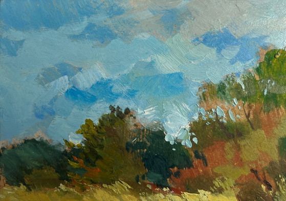 Image 1 of Original Oil Painting Summer Forest Landscape The path to the forest depths