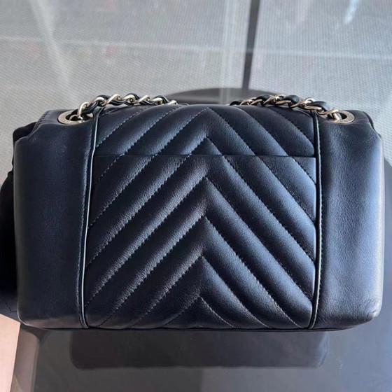 Image 1 of Chanel Seasonal Flap - Calfskin Quilted Small Daily Chevron Flap Black Sereis 27