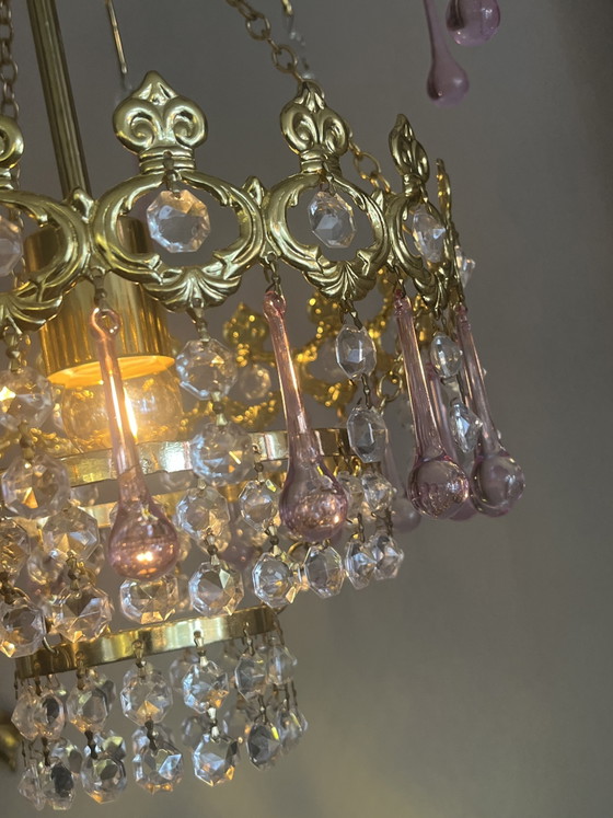 Suspension vintage rose en forme de larme des années 60 de Murano – Lustres, Copper, Crystal (photo 6 of 8)