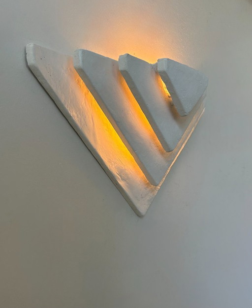 Applique vintage, plâtre blanc mat, France, 1970