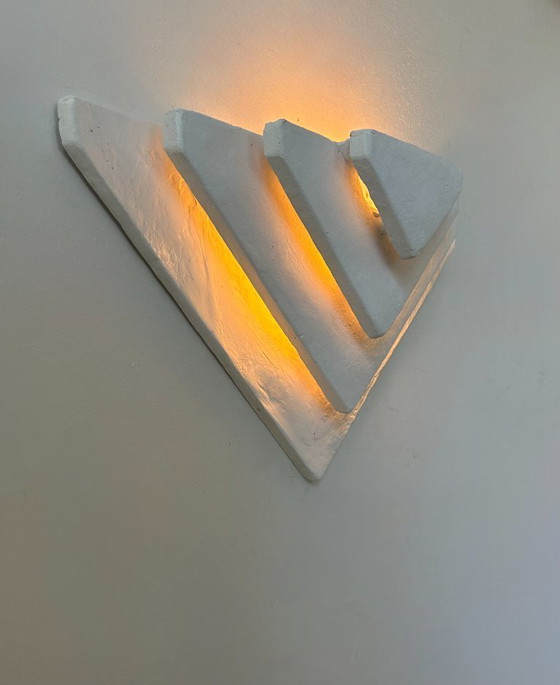 Image 1 of Applique vintage, plâtre blanc mat, France, 1970