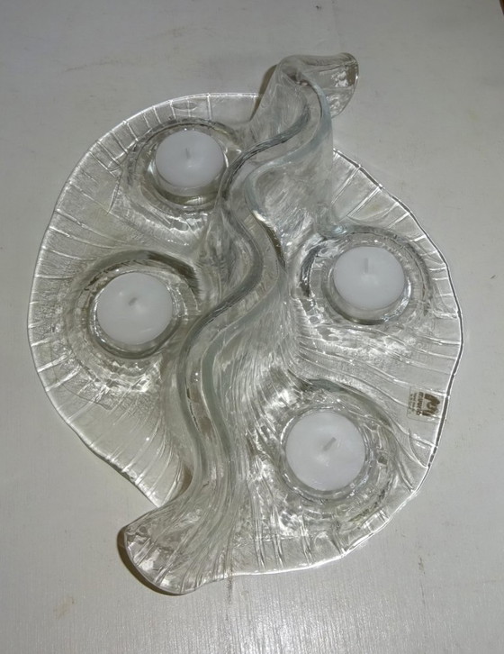 Vintage Muurla Finland Niagara waterfall tealight holder, Glass art, Glass, White (photo 4 of 5)