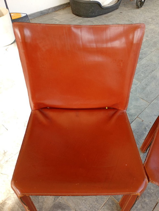 Image 1 of 6 aniline leather chairs from the 70s created by Mario Bellini for Cassina, the brand is not present