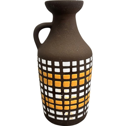 Vase vintage en céramique type 1302 avec poignée pour Strehla Keramik, Allemagne 1970