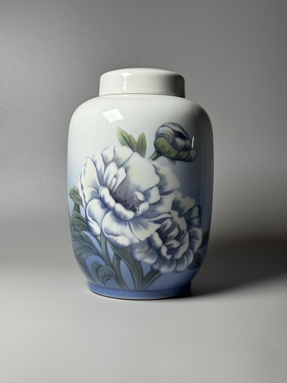 Image 1 of Royal Copenhagen Porcelain Jar with Lid, Hand-Painted Underglaze, 24 cm 