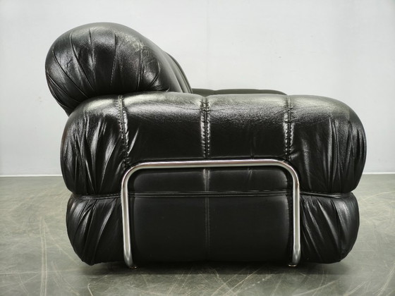 Image 1 of 1970s Italian Two-Seat Sofa by Adriano Piazzesi in Chrome and Leatherette