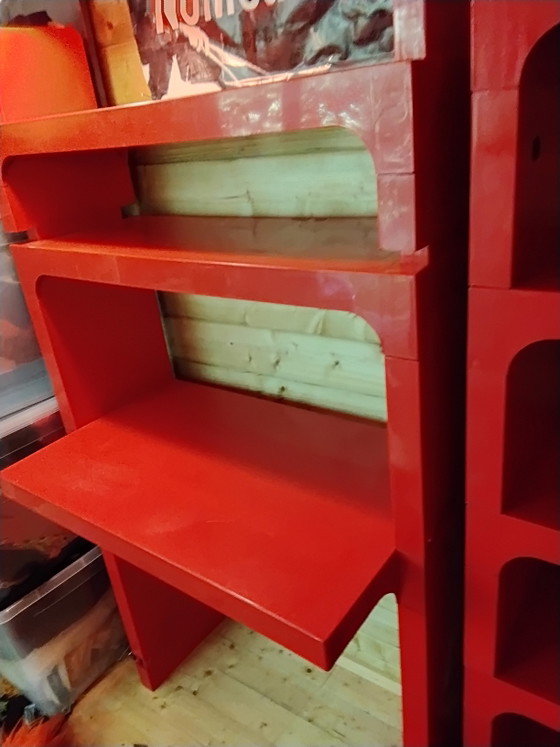 Image 1 of Bureau and Corner Rack, Design by Olaf von Bohr for Kartell, Red