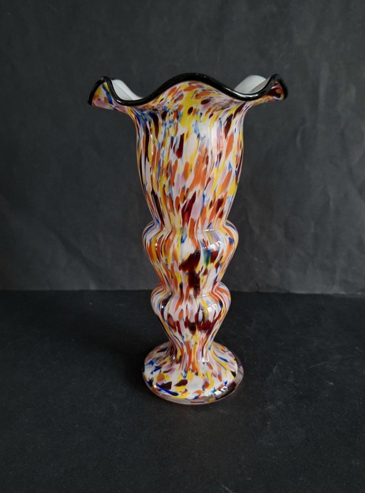 Murano Art Deco Spatterglas Vaas