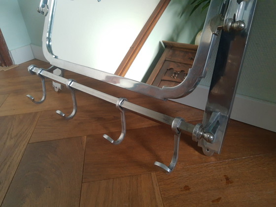 Image 1 of Retro-Garderobe aus Metall im Jugendstil und Art-Deco-Stil mit Spiegel