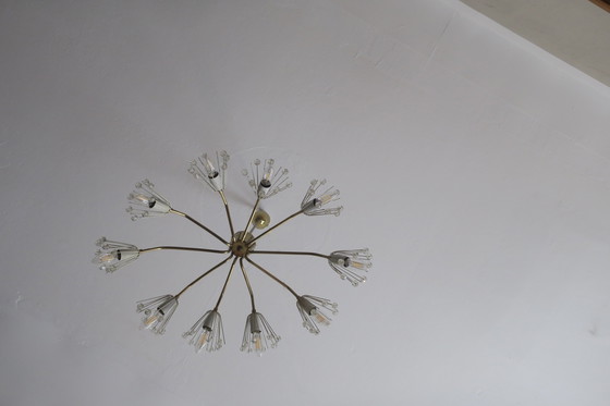 Image 1 of Elliptical Brass and Glass Chandelier by Emil Stejnar for Rupert Nikoll, 1950s
