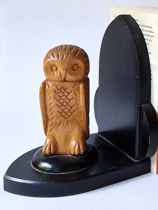 Wooden bookends with owls - 20s