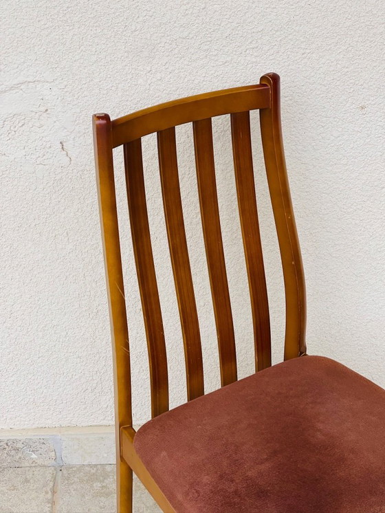 Image 1 of Paire de chaises vintage en bois et velours, 1970