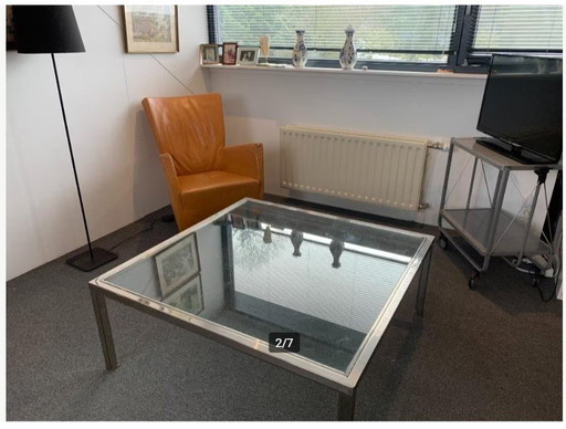 Coffee table - glass and metal