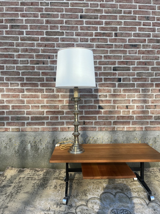 Grote Vintage Hollywood Regency Massief Messing Tafellamp – Tafellampen, Brass (photo 6 of 8)