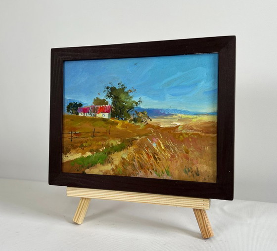 Image 1 of Original Oil Painting Summer Field Landscape Comfort on the edge of the field