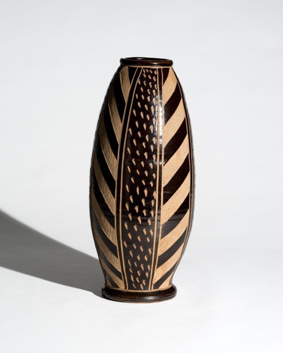 Image 1 of XL Keramische vloervaas met sgraffito-reliëf – Anton Piesche & Reif, model 51B/40, Oost-Duitsland, jaren 60, DDR