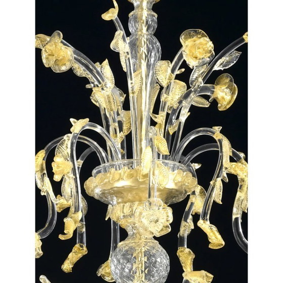 Image 1 of Riesiger italienischer Murano-Glas-Kronleuchter mit handgefertigten Blumen und Blättern