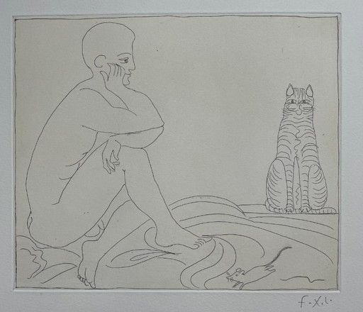 Francois-Xavier Lalanne (1927-2008) Cat, mouse and seated man, 2002