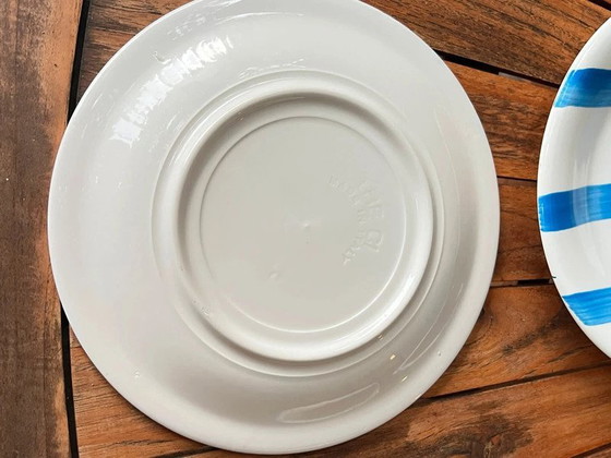 Image 1 of Set of 6 TRECI dinner plates Italy - Hand-painted porcelain vintage cherries