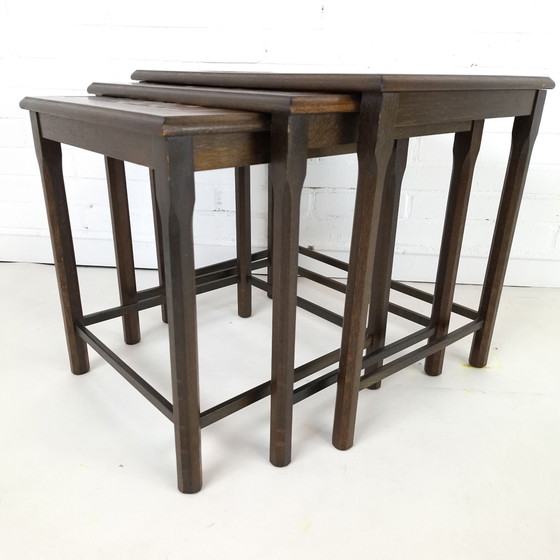 Vintage Danish design wooden nesting tables with sunburst tile – Side tables (photo 9 of 9)