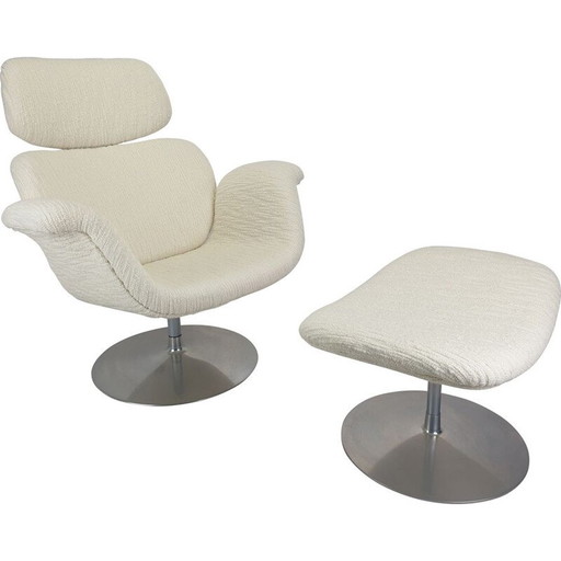 Vintage Tulip armchair and ottoman by Pierre Paulin for Artifort, 1980s