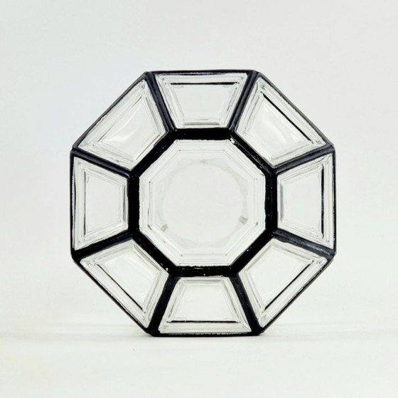 Image 1 of Mid Century Glass & Brass Pendant Light From Limburg, Germany