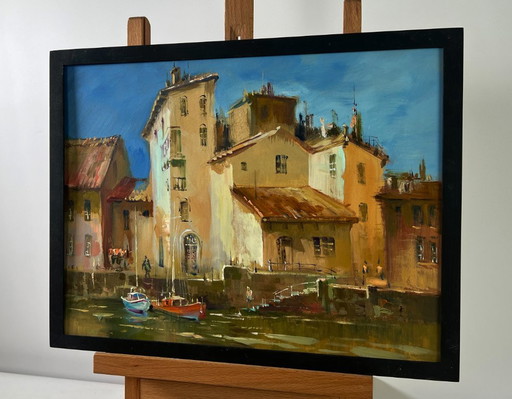 Original Oil Painting Coastal City Landscape Streets of Venice