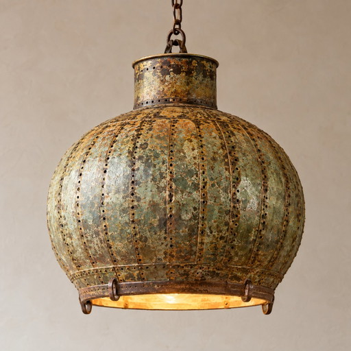 Prachtige Indiase Waterkruiklamp, Industrieel, Origineel En Authentiek!
