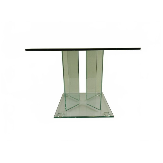 Image 1 of Table d'appoint postmoderne tout en verre des années 80 (style Leon Rosen / Peter Ghyczy)